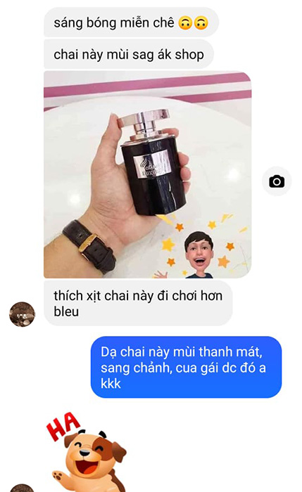 hình ảnh feedback của khách hàng khi mua nước hoa charme luxury tại halushop