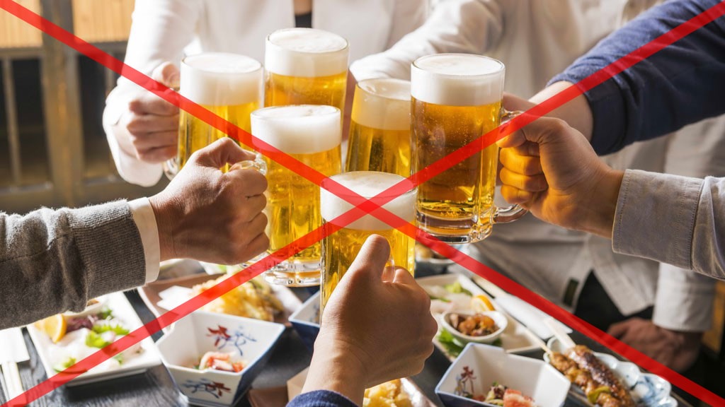 nói không với bia rượu và thức ăn có cồn, chất kích thích
