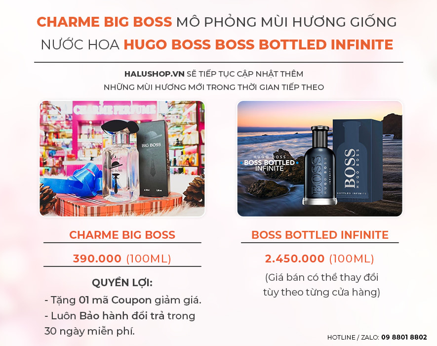 nước hoa charme big boss có mùi hương giống nước hoa hugo boss boss bottled infinite