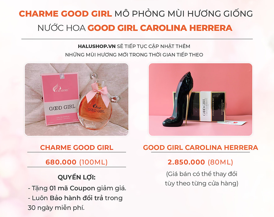 nước hoa charme good girl có mùi hương giống nước hoa good girl carolina herrera