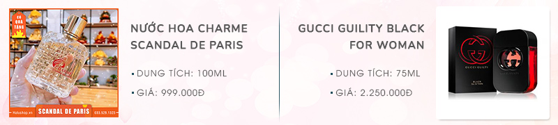 Nước hoa Charme Scandal De Paris có mùi hương tương tự mùi thơm Gucci Guility đỏ sang trọng và quý phái đúng kiểu Pháp.