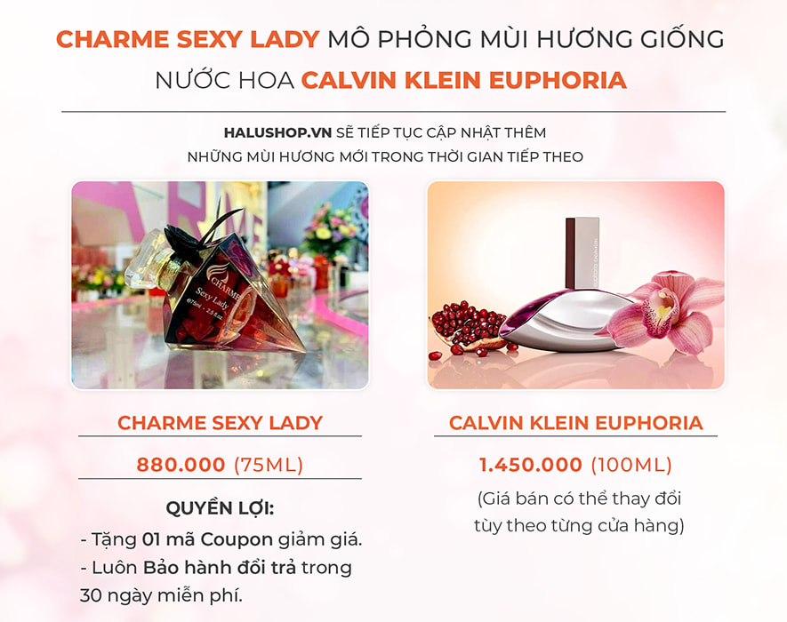 nước hoa charme sexy lady có mùi hương giống nước hoa CK Euphoria