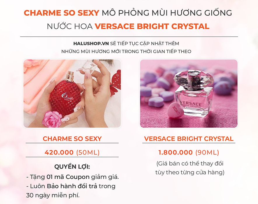 nước hoa charme so sexy có mùi hương giống nước hoa versace bright crystal