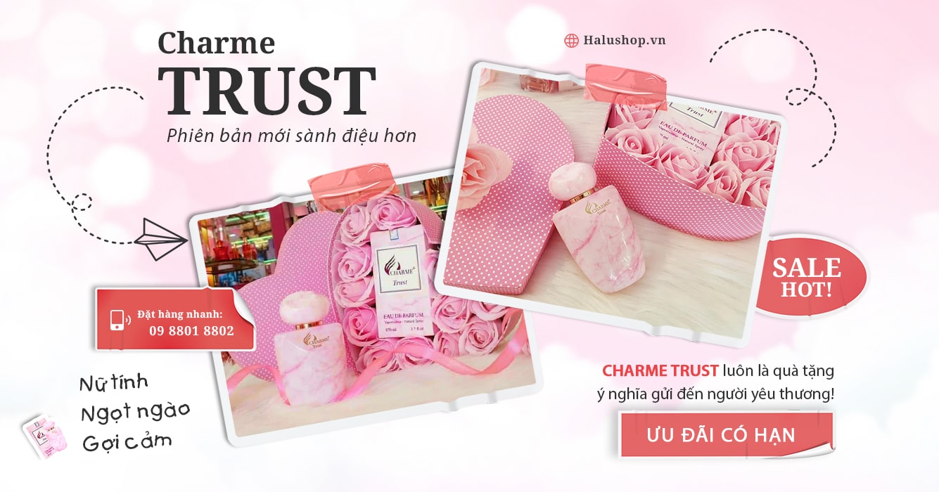 Mẫu thiết kế nước hoa Charme Trust mới sang - xịn - thơm hơn rất nhiều so với phiên bản cũ 35ml