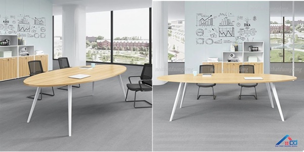 Bàn họp có chân sắt hình oval