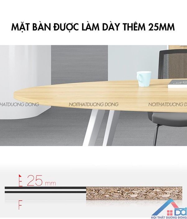 Bàn họp có chân sắt hình oval