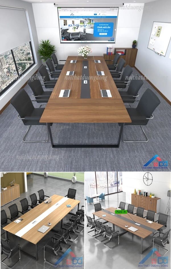 Bàn họp có chân sắt kết hợp gỗ công nghiệp