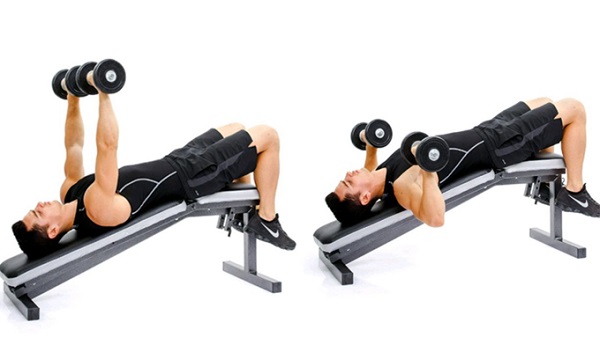 Bài tập đẩy tạ đơn với ghế dốc ngược