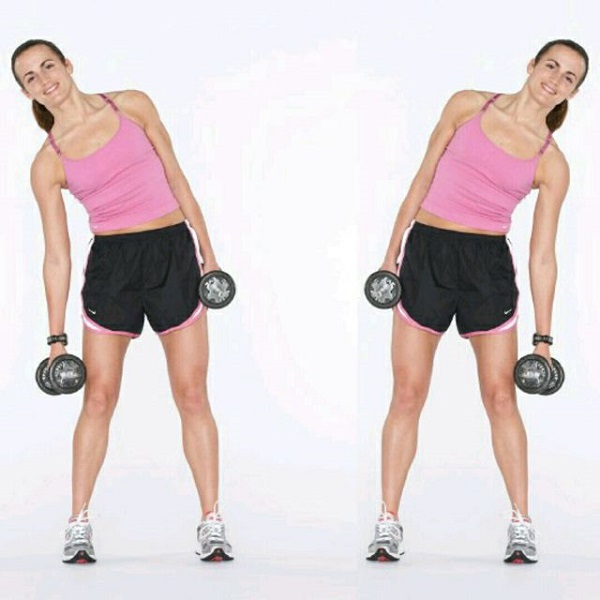 Bài tập eo thon cùng tạ tay Dumbbell Side Bend