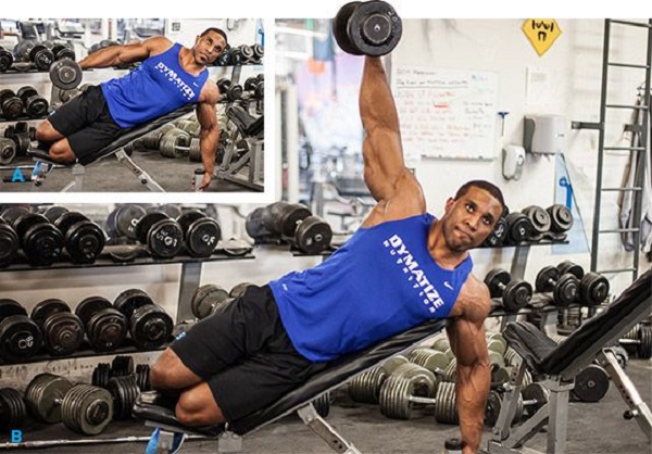 Bài tập vai giữa One - Arm Incline Lateral Raise