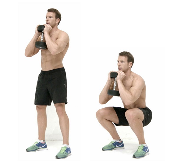 Bài tập tăng cân Squat với tạ tay