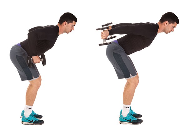 Bài tập đứng cúi người chèo tạ - Standing Bent-Over Two-Arm Dumbbell