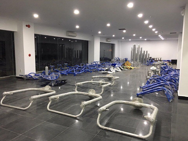 Kho hàng để chuẩn bị lắp đặt thiết bị tập ngoài trời tỉnh Bình Định