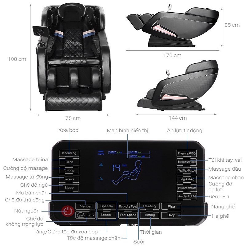 Hình ảnh màn hình LCD của ghế massage cao cấp Airbike Sport MK280