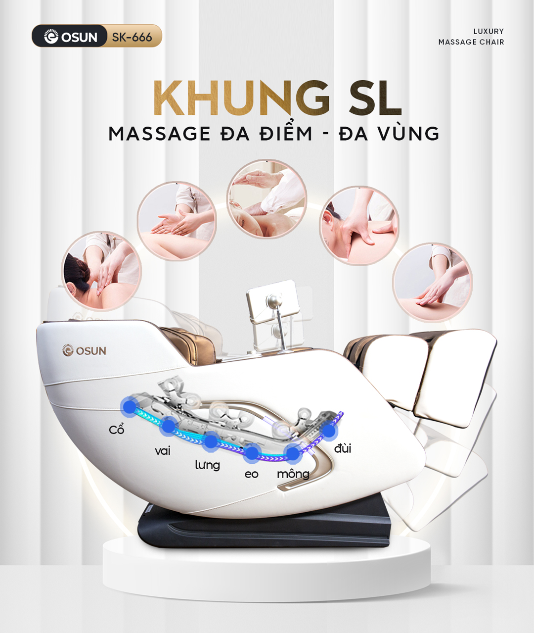 Ghế OSUN SK-666 khung SL massage đa điểm đa vùng