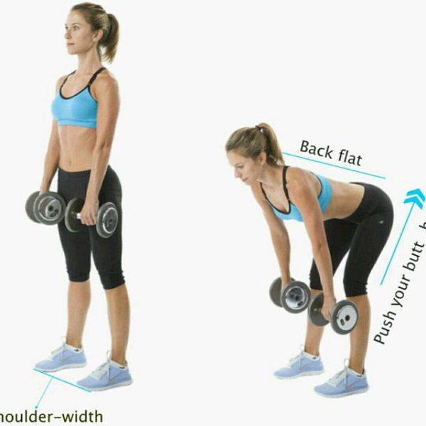 Bài tập Stiff-Legged Dumbbell Deadlift cùng với tạ 5kg