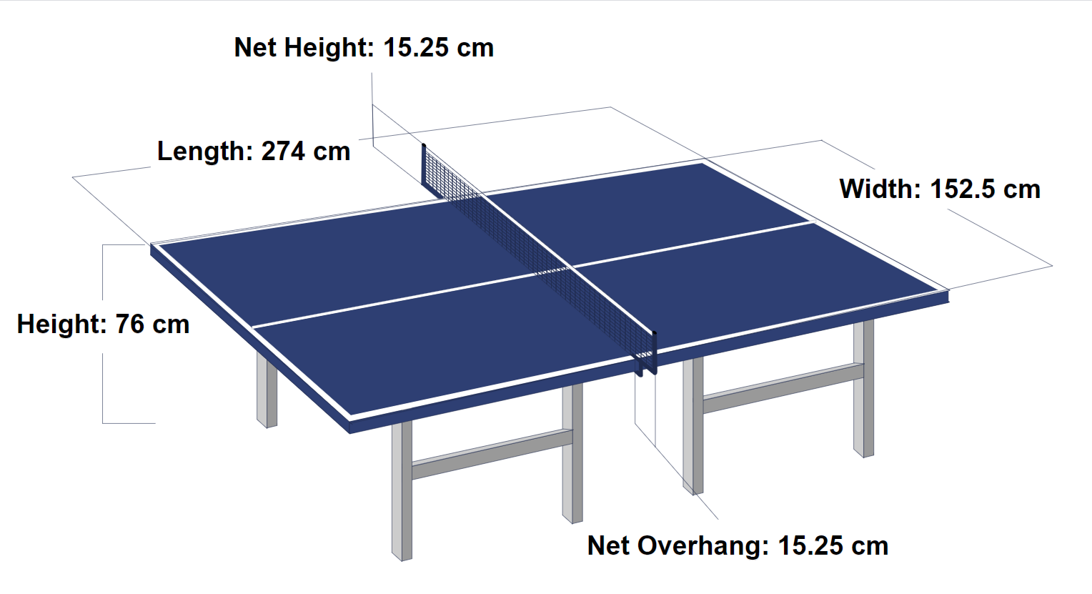 Kích thước bàn bóng bàn tiêu chuẩn thi đấu trong kích thước sân bóng bàn