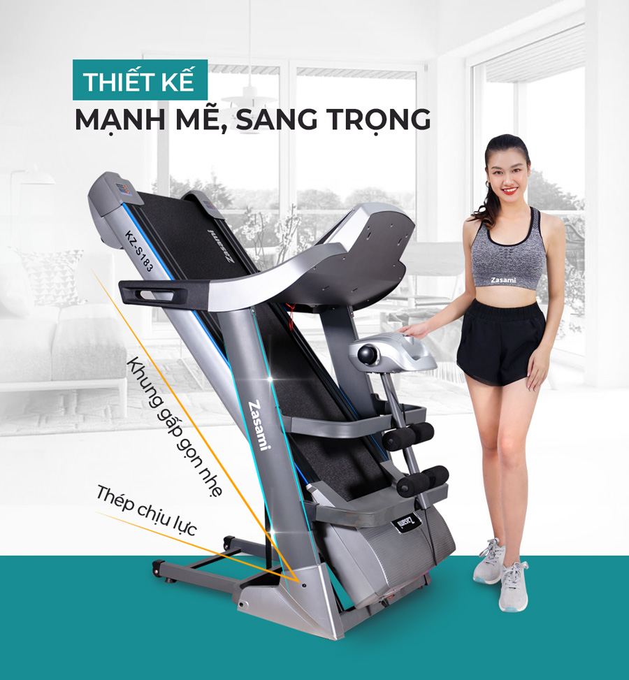 Máy chạy bộ đa năng Zasami KZ-S183 có thiết kế mạnh mẽ sang trọng