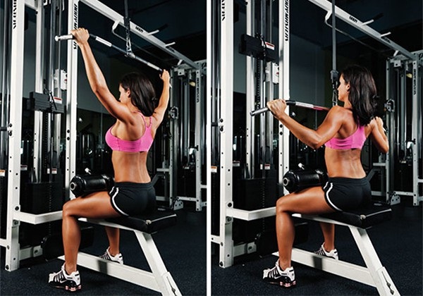 Bài tập lưng cho nữ Wide-Grip Lat Pulldown