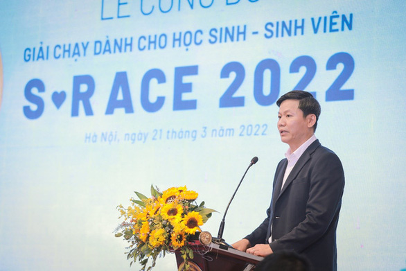 Ông Nguyễn Thanh Đề - vụ trưởng Vụ Giáo dục thể chất, Bộ Giáo dục và đào tạo, phát biểu tại lễ công bố S-Race 2022 - Ảnh: TH
