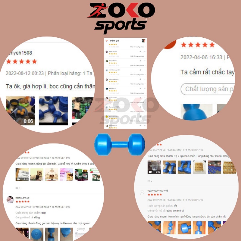 Hình ảnh feedback sản phẩm tạ tay nhựa của Zoko Sport