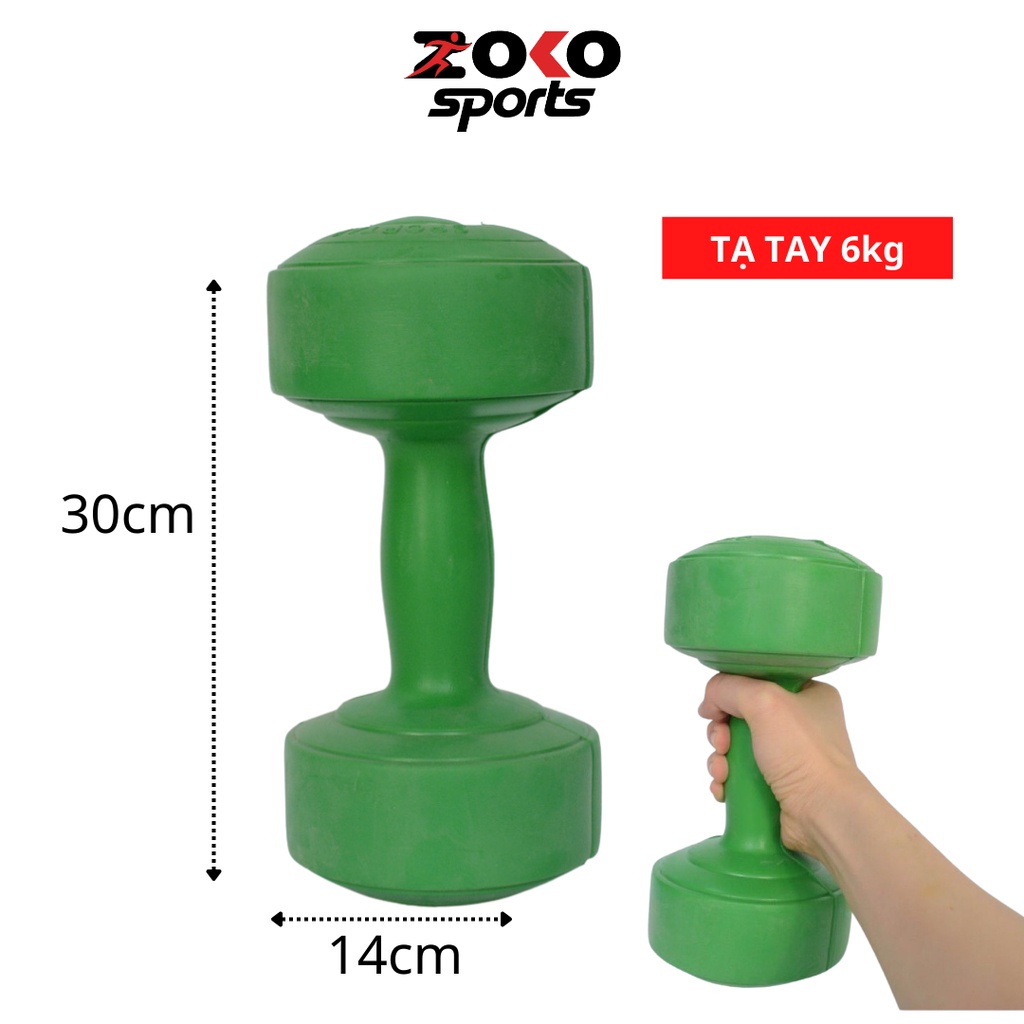 Thông số kỹ thuật của tạ tay nhựa 6kg tại Zoko Sport