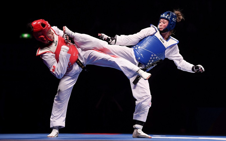Hình ảnh thi đấu của môn võ Taekwondo