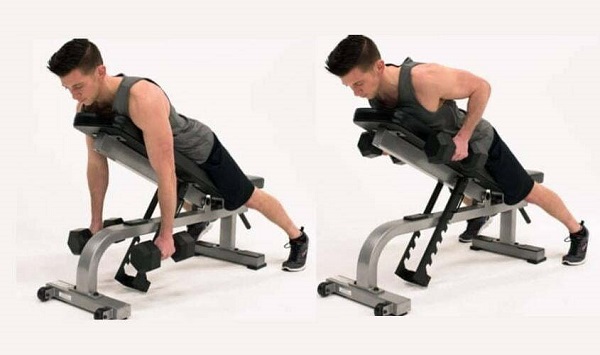 Bài tập ghế nghiêng kéo tạ tay