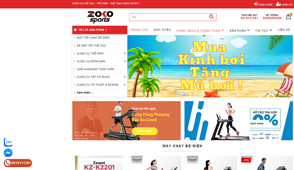Trang chủ website ZOKO SPORT bán dụng cụ tập gym tại nhà và phòng tập