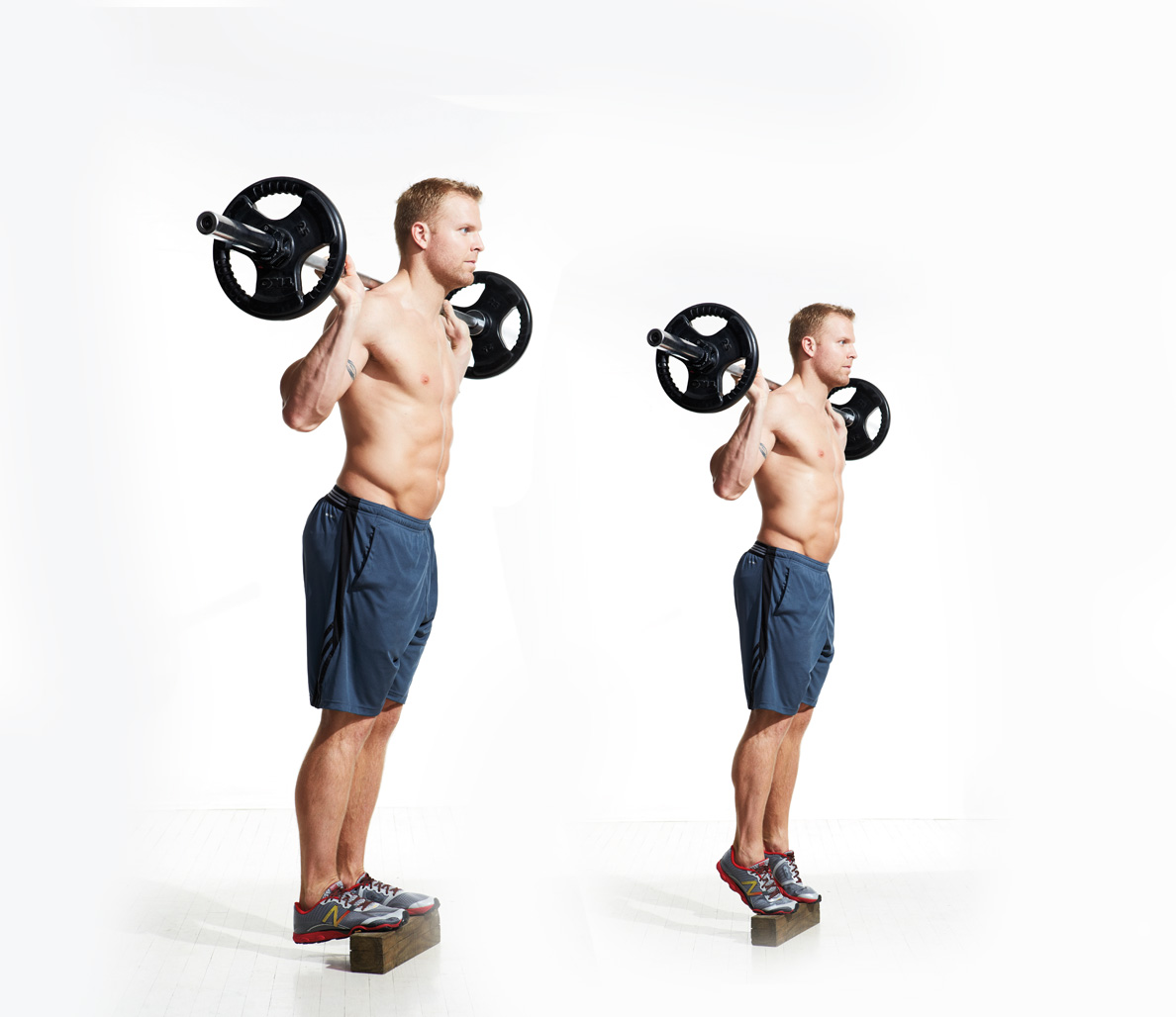 Bài tập đứng gánh tạ nhón chân (Standing barbell calf raise)