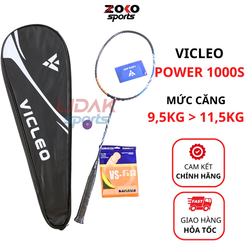 Hình ảnh vợt cầu lông Vicleo Power 1000S khung carbon giá sinh viên kèm phụ kiện tặng