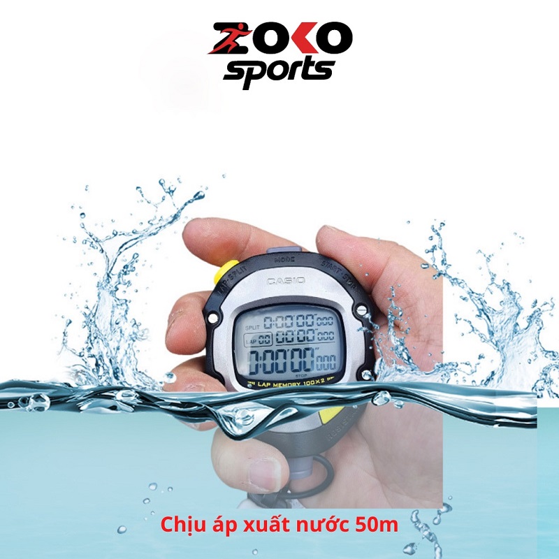 Đồng hồ bấm giờ casio hs 70w chịu được áp suất nước 50m