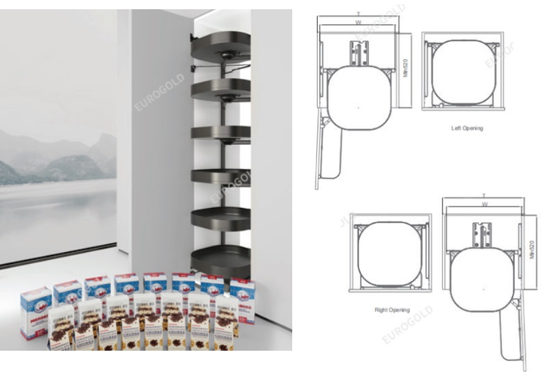 TỦ KHO 6 TẦNG XOAY ÂM TỦ NHÔM ANODE  EUM6L60XG