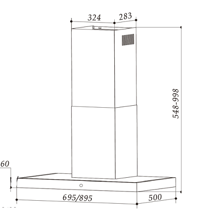 Hút mùi chữ T mặt kính đen EUH01670, EUH01690