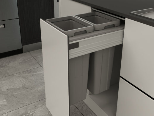 Thùng rác âm tủ ray hộp giảm chấn cao cấp BA400 Eurogold