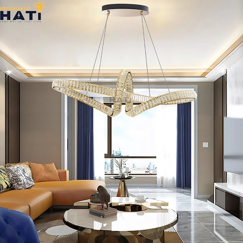Đèn thả pha lê phù hợp không gian phòng khách