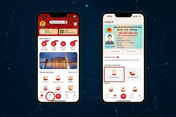 Chọn mục Ví giấy tờ - Tích hợp giấy tờ