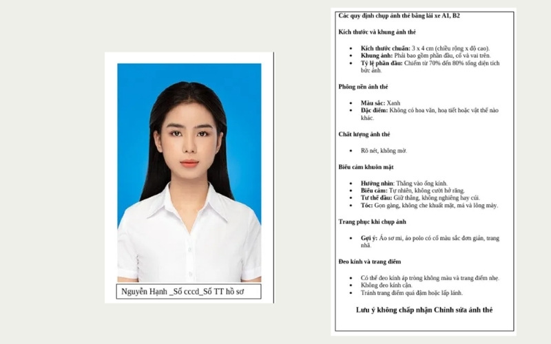 quy định chụp ảnh bằng lái xe