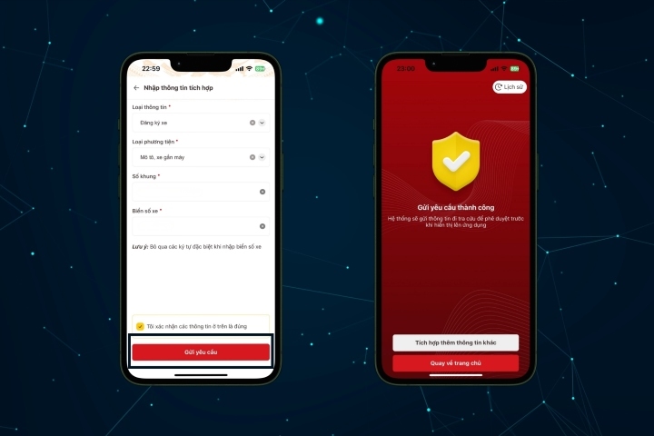 Xác nhận thông tin và gửi yêu cầu
