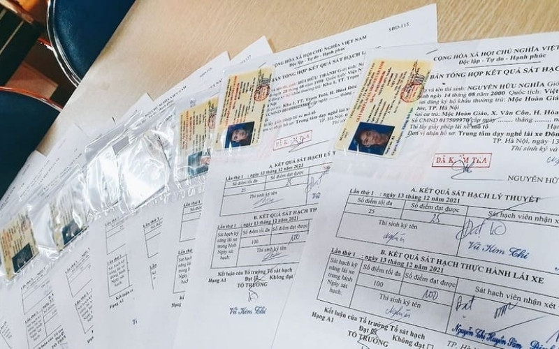 Hồ sơ gốc bằng lái xe A1 bao gồm các giấy tờ lưu giữ kết quả thi sát hạch của học viên
