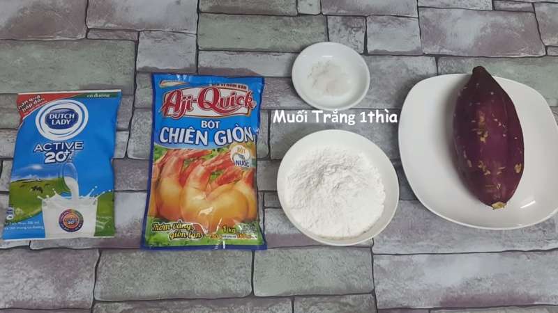 Nguyên liệu làm bánh khoai lang chiên giòn truyền thống 