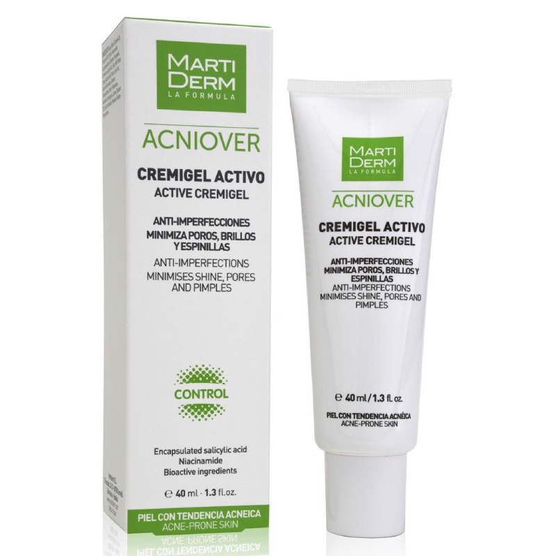 Kem dưỡng giảm nhờn, mụn và se lỗ chân lông Martiderm Acniover Cremigel Active