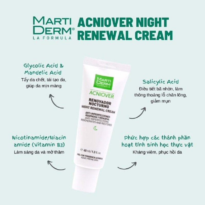 MartiDerm Acniover Night Renewal Cream có tốt không