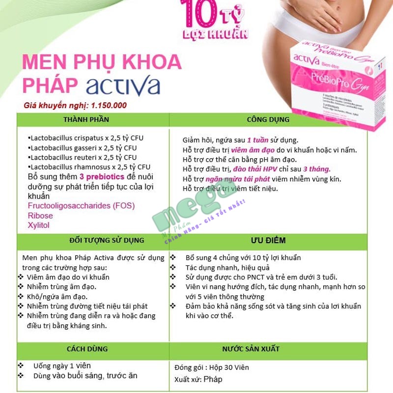 Viên uống Activa Prebiopro Gyn