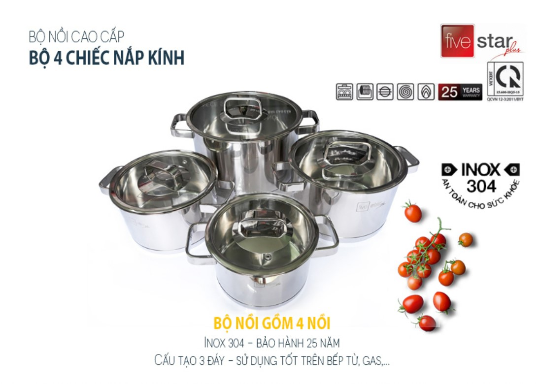 bộ nồi fivestar inox 304