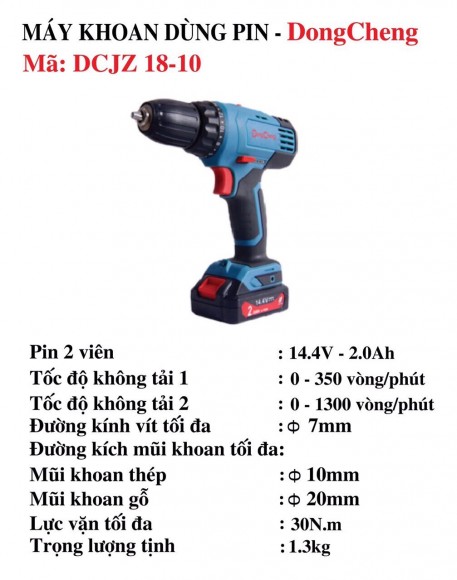 Máy Khoan Vặn Vít Dùng Pin DongCheng DCJZ18-10 14.4V