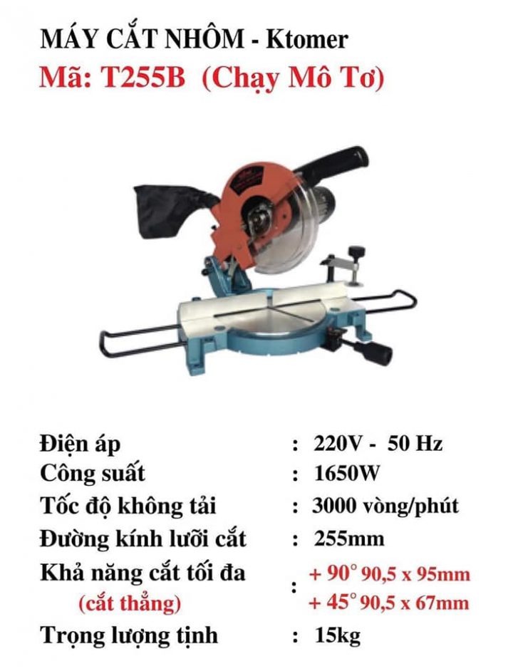 Máy Cắt Nhôm Ktomer T255B 1650W 1