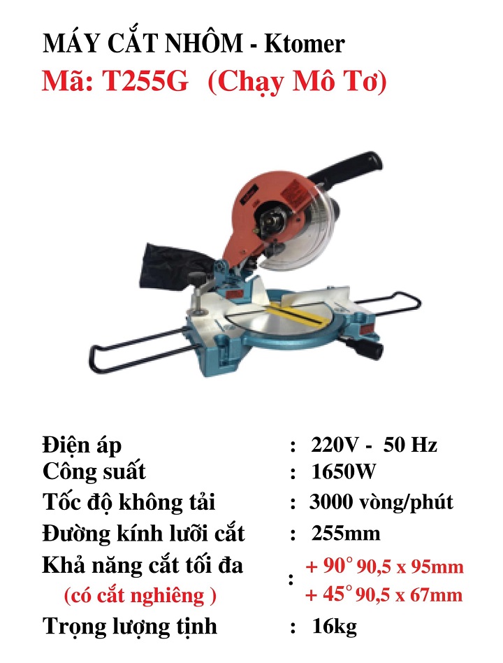 Máy Cắt Nhôm Ktomer T255G 1650W 1