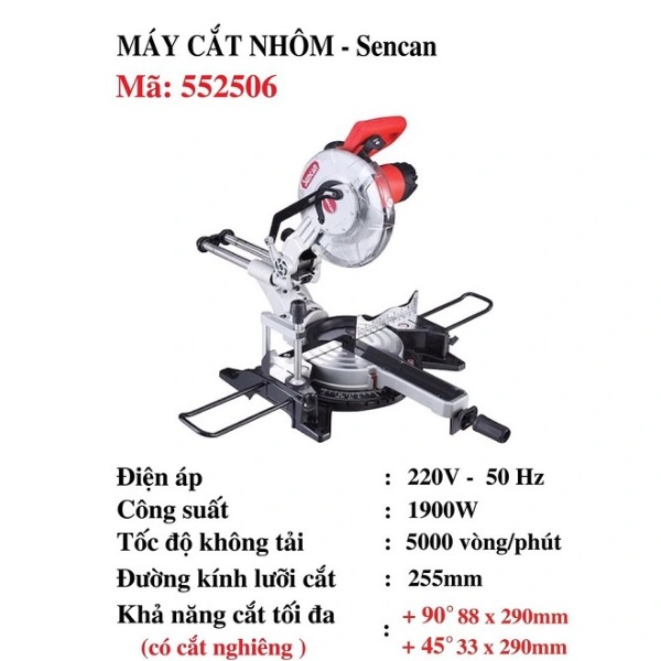 Máy Cắt Nhôm Trượt Sencan 552506 1900W 2