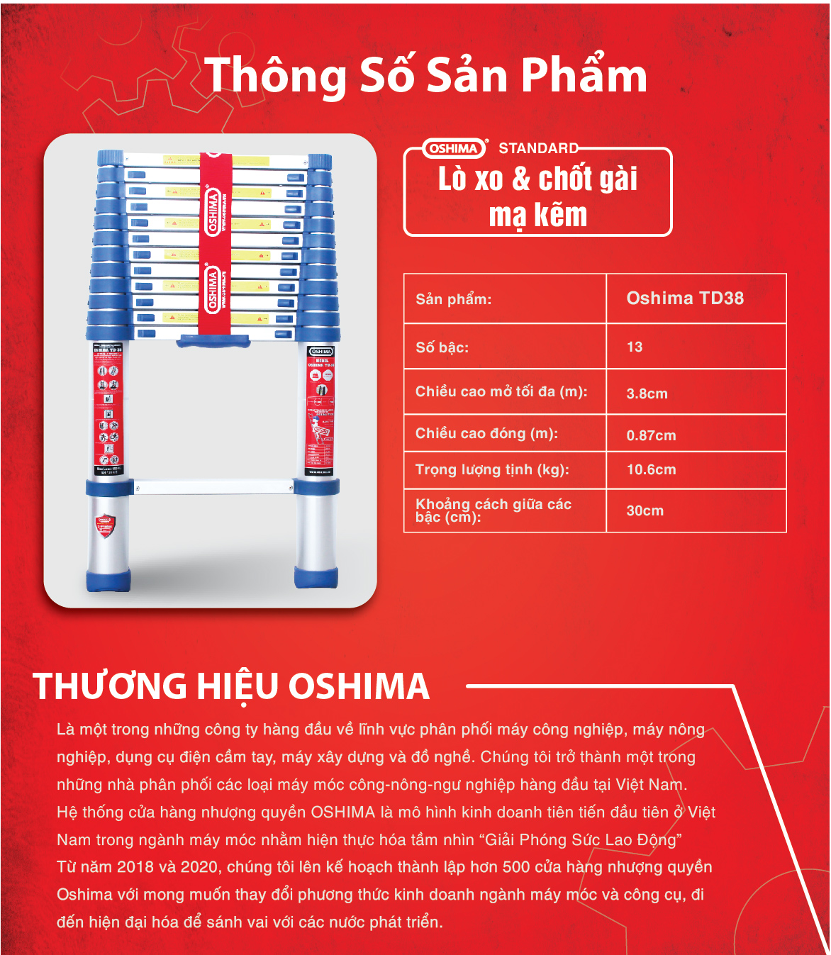 Thang Nhôm Rút Đơn Oshima TD38